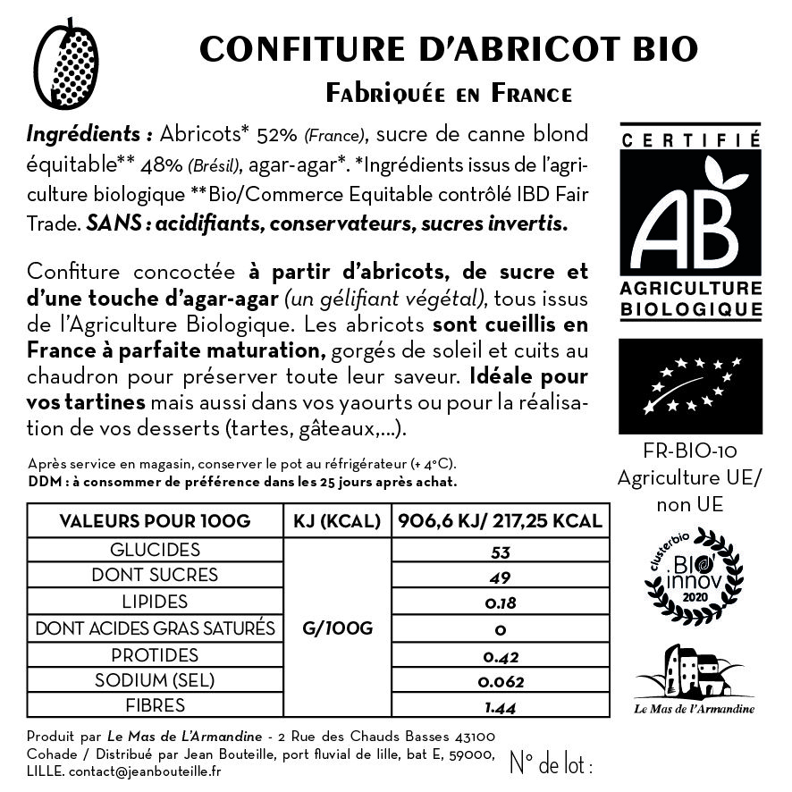 Contre étiquette - Confiture Abricot Bio